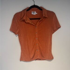 Orange Button-Up Women's Top